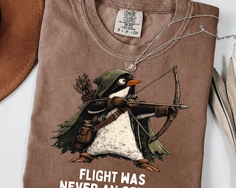Comfort Colors® Tactical Penguin Shirt, Flight Was Never An Option Shirt, Funny Penguin Tee, Sarcastic Dark Humor Animal Shirt, Funny Bird
