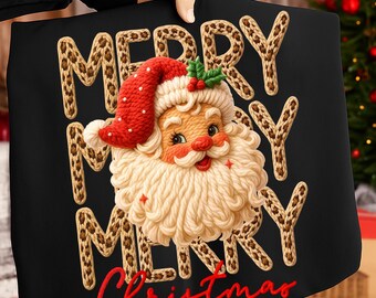 Diseño de Papá Noel con estampado de leopardo navideño, ganchillo con hilo, PNG de lazo navideño estilo preppy, PNG de cuadros rojos a cuadros, diseño de Papá Noel con estampado de leopardo navideño