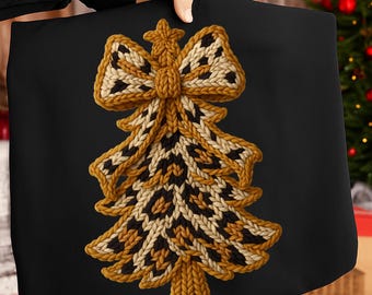 Árbol de Navidad de leopardo (PNG), hilo de ganchillo (PNG). Ganchillo navideño, hilo sintético, Navidad preppy (PNG), Feliz Navidad (PNG).