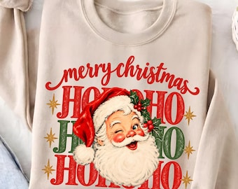 Comfort Colors Retro Santa Shirt, Vintage Christmas Sweatshirt, Merry Christmas Shirt, Xmas Santa Sweatshirt, Ho;iday Season Tee, Xmas Gift