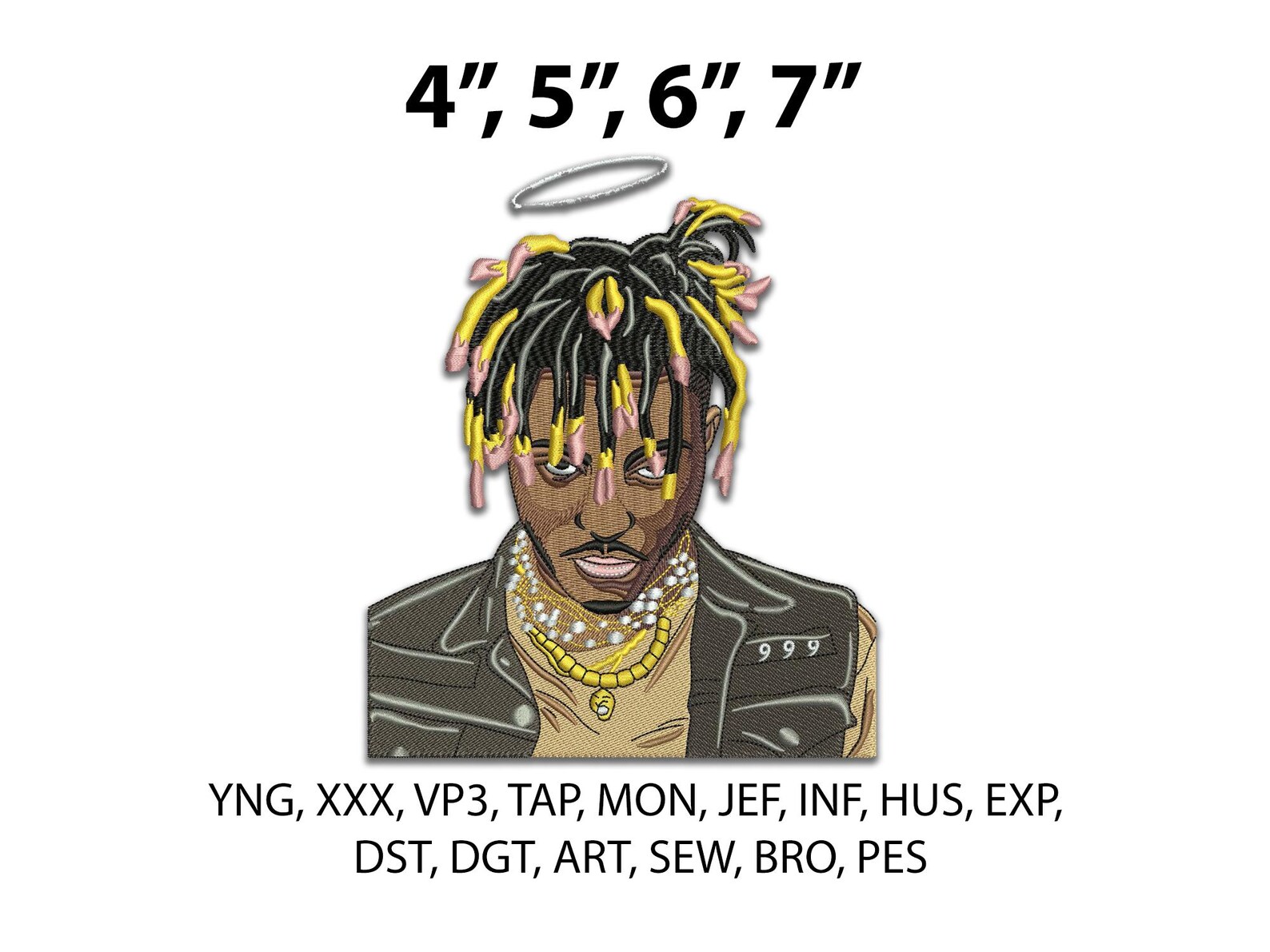 Pattern For Gift Rapper Hip Hop Rapper Embroidery Design – Urban Music Portrait Skull Style ...