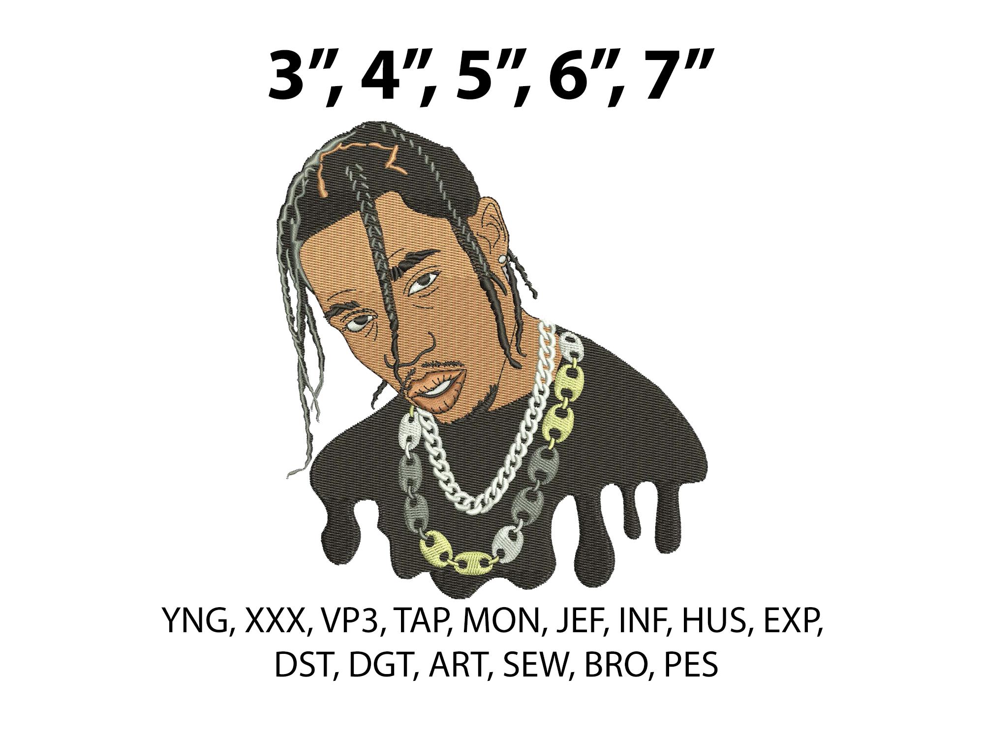 Pattern For Gift Rapper Male Rapper Portrait Embroidery Design – Hip Hop Star Inspired Machine ...