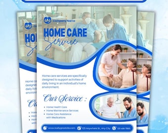 Home Care Service Flyer: Personalisierbare Pflegevorlage (PDF)