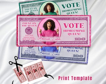 Editable Homecoming Campaign Money Template: Prom Queen Flyer (Digital Download)