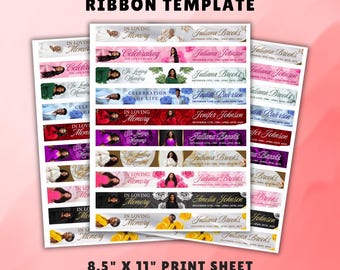 Memorial Ribbon Template Bundle | Funeral Canva Designs (Digital Download)