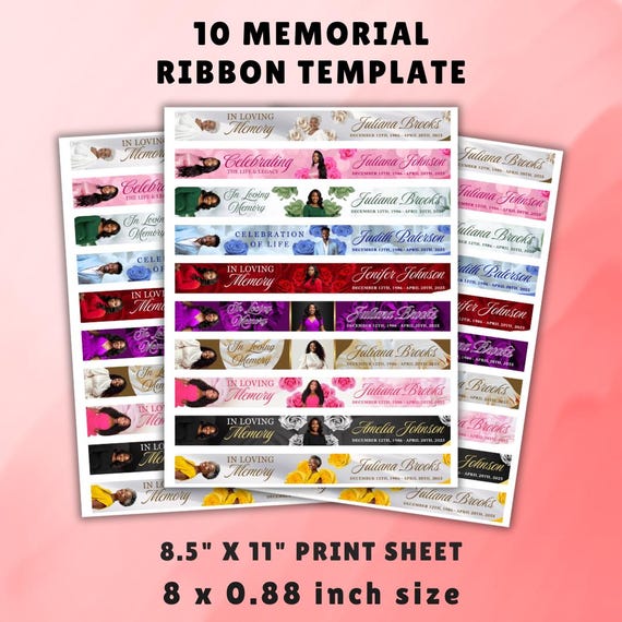 Memorial Ribbon Template Bundle | Funeral Canva Designs (Digital Download)
