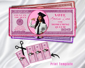 Editable Homecoming Campaign Money Template: Prom Queen Flyer (Digital Download)