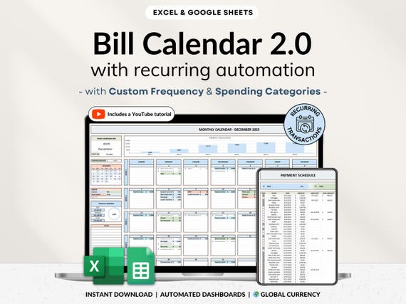 Bill Tracker Spreadsheet Google Sheets Bill Calendar Excel Bill Planner Budget Calendar Template Bill Payment Tracker Simple Budget Tracker