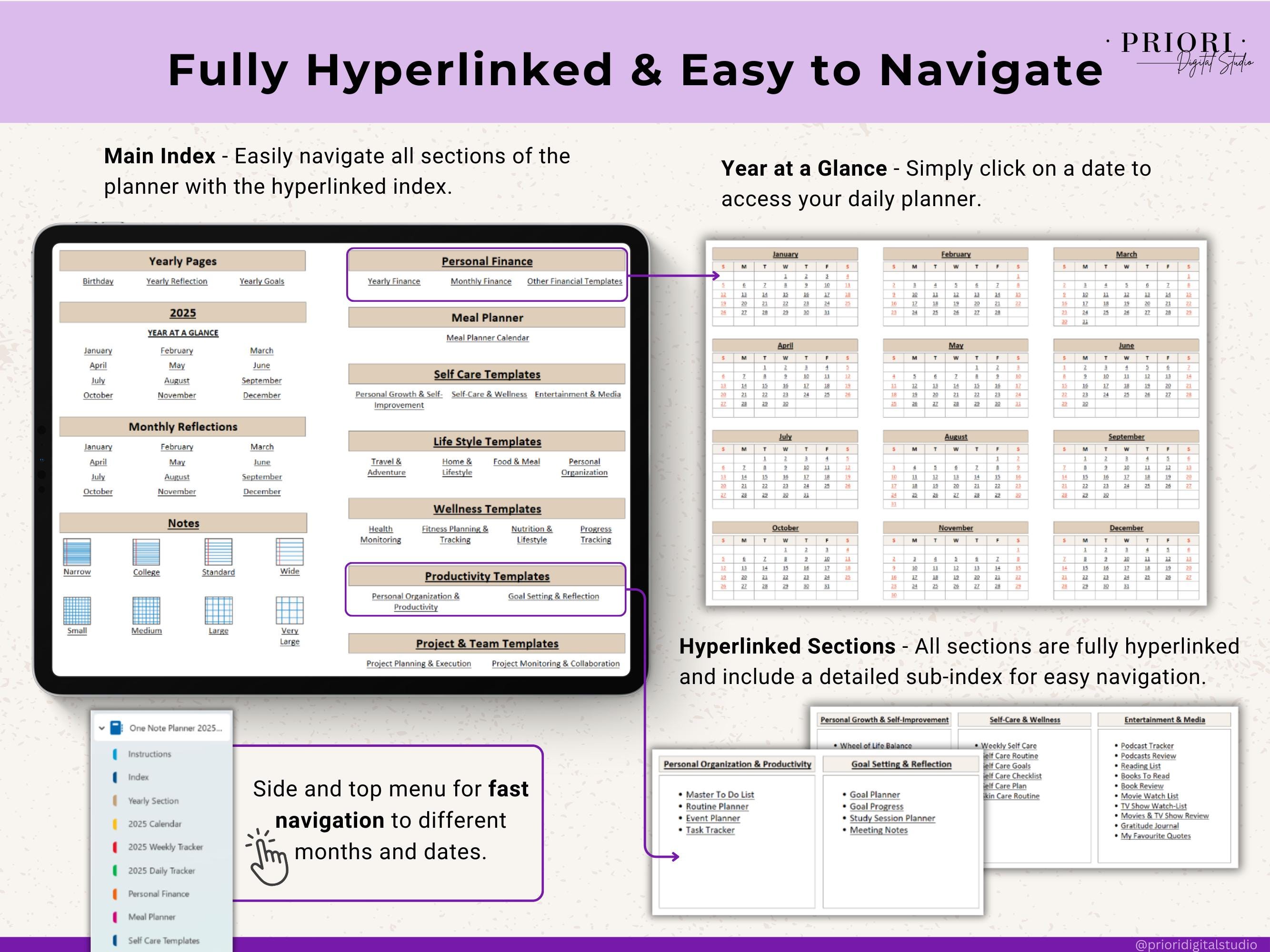 Onenote Planner 2026 2027 Digital Onenote Templates Hyperlinked Planner ...