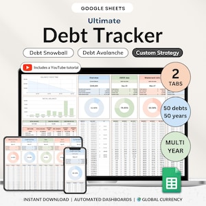 Debt Tracker Google Sheets Debt Payoff Tracker Snowball Debt Calculator Loan Credit Card Mortgage Payment Budget Planner Debt Free Planner
