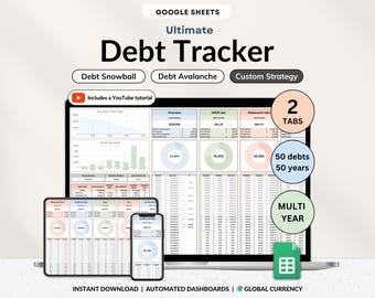 Debt Tracker Google Sheets Debt Payoff Tracker Snowball Debt Calculator Loan Credit Card Mortgage Payment Budget Planner Debt Free Planner