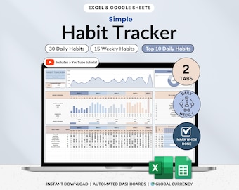 Codzienny tracker nawyków Arkusze Google Planer nawyków Arkusz kalkulacyjny Planer ADHD Szablon cyfrowej rutyny Tygodniowy planer celów Szablon listy rzeczy do zrobienia