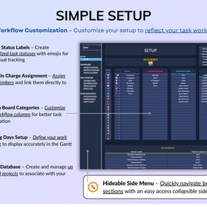 Dark mode project and task management spreadsheet for Google Sheets and Excel, featuring a Gantt chart, Kanban board, task scheduler, and smart filters. Easily manage multiple projects with recurring and one-time tasks, automated dashboards, and monthly and weekly calendar views. Includes a decision matrix, structured task tracking system, and built-in productivity planner. A powerful yet easy-to-use project management template designed to keep you organized and maximize productivity.