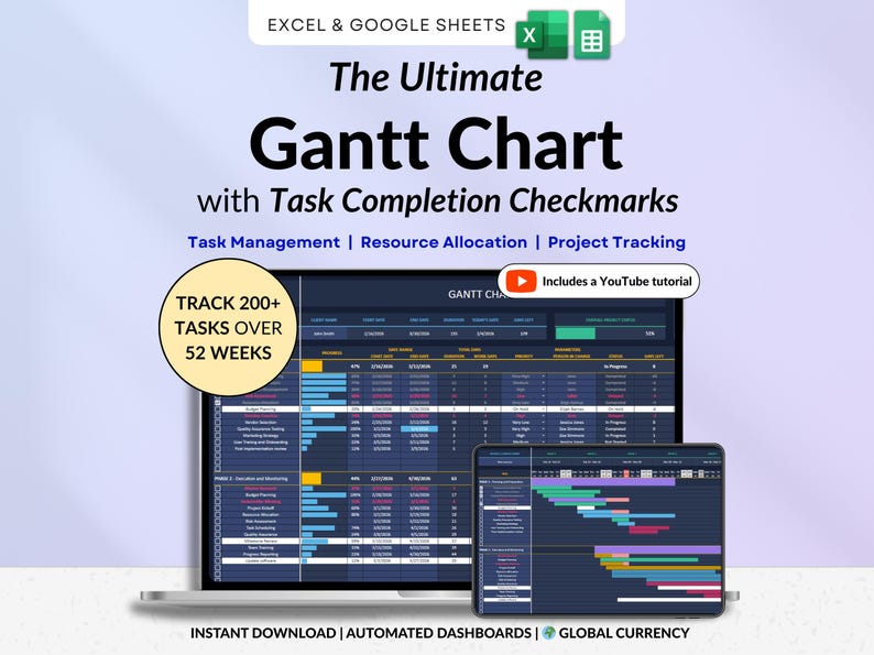 Project Timeline Tracker Gantt Chart Google Sheets Project Planner Task ...