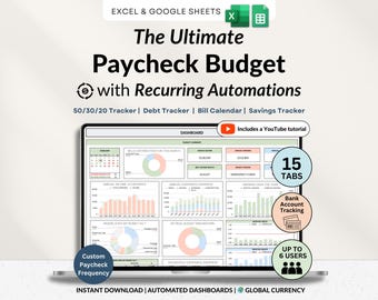 Paycheck Budget Spreadsheet Google Sheets Weekly Budget Tracker Excel Template Monthly Biweekly Bill Tracker Debt Tracker Savings Tracker