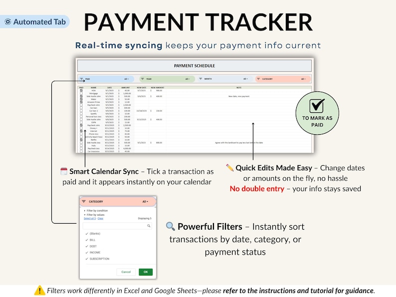 Bill Calendar 2026 digital template for Google Sheets and Excel. Track monthly bills, recurring payments, and personal finances. Editable, simple to use, includes payment tracker and finance organizer. Perfect for staying on top of bills and avoiding late fees.