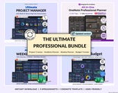 Professional Work Planner Bundle Multi Project Management Excel Template Task Tracker Google Sheets Work OneNote Planner Weekly Planner