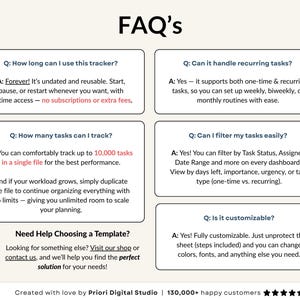 task tracker spreadsheet for Google Sheets digital to-do list and task manager template Excel daily planner for work and projects Google Sheets productivity dashboard team task tracker with priority labels project management spreadsheet for teams all-in-one task planning Google Sheet 
recurring task planner in Google Sheets weekly and monthly task overview template visual kanban board in spreadsheet format smart task tracker for personal planning Google Sheets planner with decision matrix