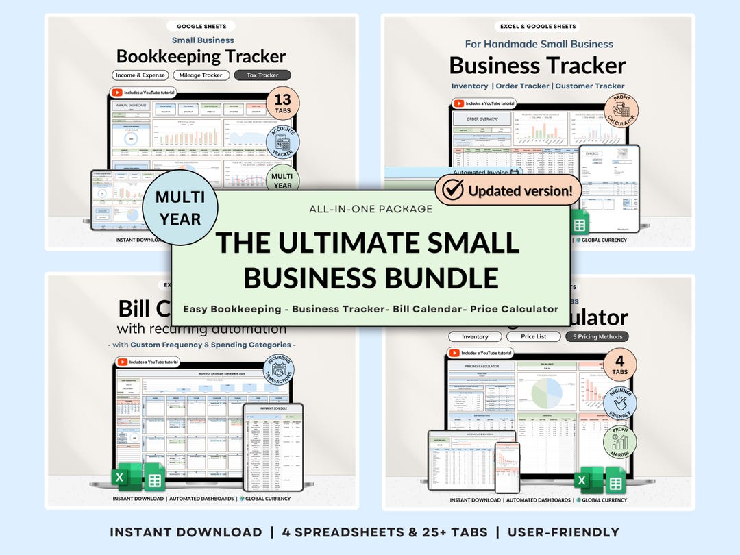 Small Business Spreadsheet Bundle Google Sheets Business Bookkeeping ...