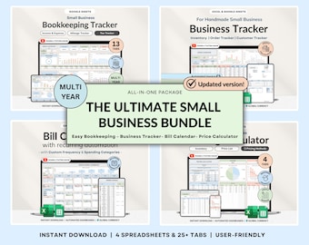 Small Business Spreadsheet Bundle Google Sheets Business Bookkeeping Tracker Inventory Management Order Tracker Pricing Calculator Excel