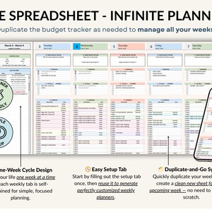 Weekly planner spreadsheet for Excel and Google Sheets to plan your week, organize tasks, track habits, and manage your schedule. Includes weekly time blocking, daily task tracker, to-do list, and productivity planner to stay focused and organized. Perfect for ADHD routines, planning deadlines, building habits, and creating productive weekly schedules in an easy editable planner template.