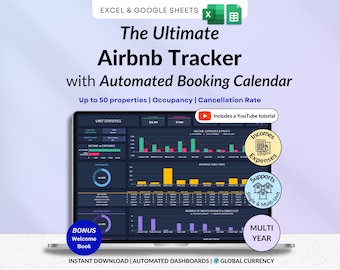 Airbnb Spreadsheet Vacation Rental Property Tracker Bookkeeping Template Google Sheets Booking Calendar Excel Short-Term Rental Management