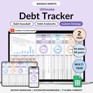 Debt Tracker Google Sheets Debt Payoff Tracker Snowball Debt Calculator Loan Credit Card Mortgage Payment Budget Planner Debt Free Planner