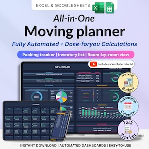 Moving Planner Google Sheets First House Moving Checklist Packing Box Inventory New Apartment Relocation Planner Moving Budget Excel Tracker