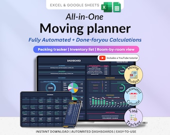 Moving Planner Google Sheets First House Moving Checklist Packing Box Inventory New Apartment Relocation Planner Moving Budget Excel Tracker