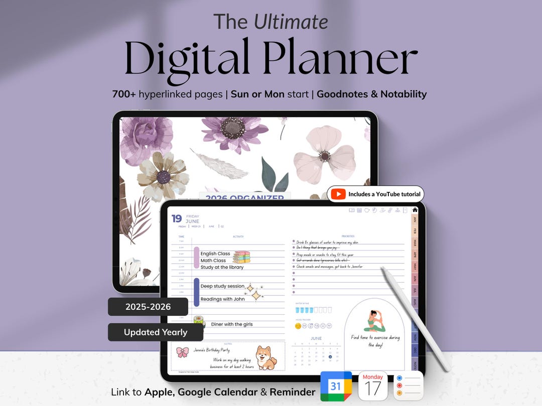Digital iPad Planner 2025 2026 ADHD Digital Planner Daily Planner ...