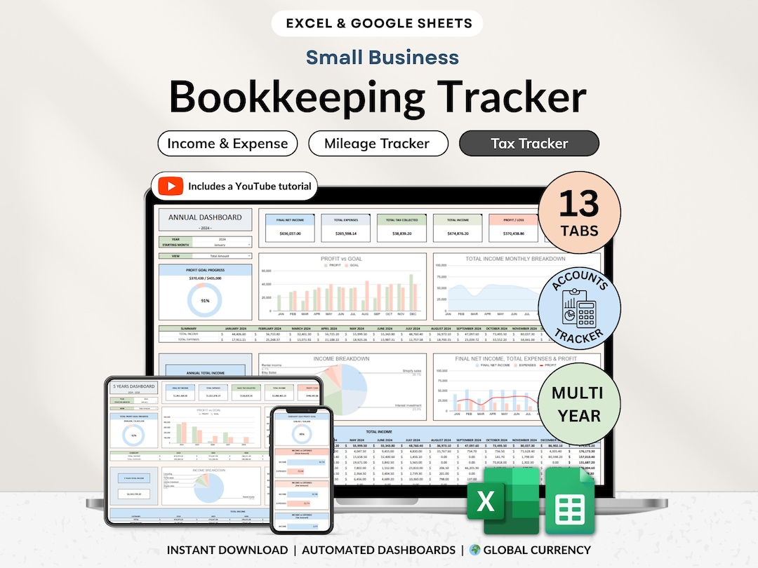 Bookkeeping Template Spreadsheet Small Business Google Sheets Income ...