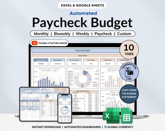 Excel-Budget nach Gehaltsabgleich Vorlage Google Sheets Budgetplaner Zweiwöchentlich Tabelle Paar Budget Einkommens- und Ausgaben-Tracker Schuld-Tracker
