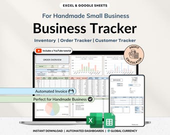 Handmade Business Tracker Google Sheets Inventory Tracker Customer Tracker Excel Order & Sales Tracker Handmade Product Pricing Calculator