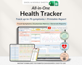 Health Tracker Spreadsheet Google Sheets Chronic Illness Symptom Log Daily Mental Health Journal Pain Tracker Wellness Excel Medical Binder