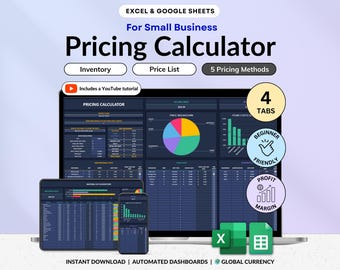 Product Pricing Calculator Spreadsheet Small Business Pricing Template Google Sheets Handmade Product Cost Calculator Excel Profit Margin