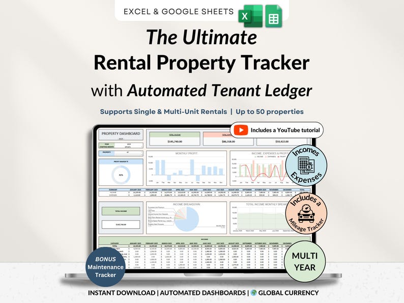 Rental Property Bookkeeping Google Sheets Landlord Spreadsheet Multi ...