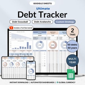 Debt Tracker Google Sheets Debt Payoff Tracker Snowball Debt Calculator Loan Credit Card Mortgage Payment Budget Planner Debt Free Planner