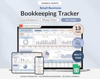 Small Business Buchhaltung Tabelle Google Sheets Einnahmen Ausgabenbuch Steuerplaner Buchhaltung Tracker Fahrtenbuch Vorlage Spesen-Manager
