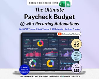 Paycheck Budget Tracker Dark Mode Biweekly Budget Google Sheets Monthly Budget by Paycheck Weekly Bill Tracker Excel Debt & Savings Tracker