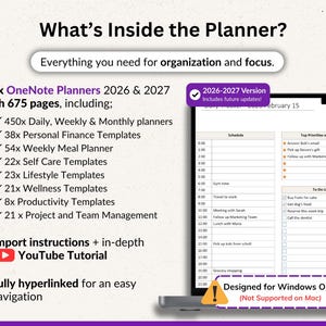 OneNote Planner 2026 2027 Digital OneNote Templates Hyperlinked Planner Daily Weekly Planner Organization Planner Professional OneNote 2026 2027