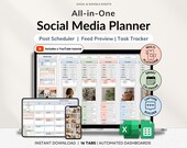 Social Media Planner Content Spreadsheet Monthly Content Calendar for Digital Creators Google Sheets Excel Template Instagram TikTok Manager