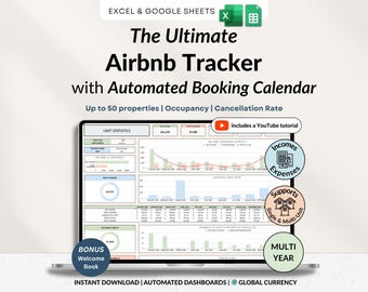 Airbnb Tracker Google Sheets Vacation Rental Income Expense Spreadsheet Airbnb Management Occupancy Tracker Rental Property Bookkeeping