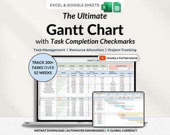 Gantt Chart Project Management Template Google Sheets Automated Task Tracker Business Timeline Planner Spreadsheet Schedule Planner for Team