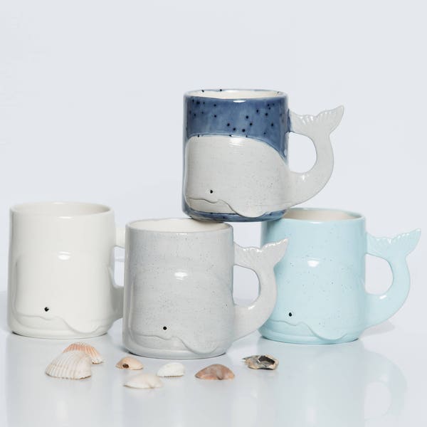 Pottery mug, Whale Mug, Beach Large Ceramic Coffee Mug