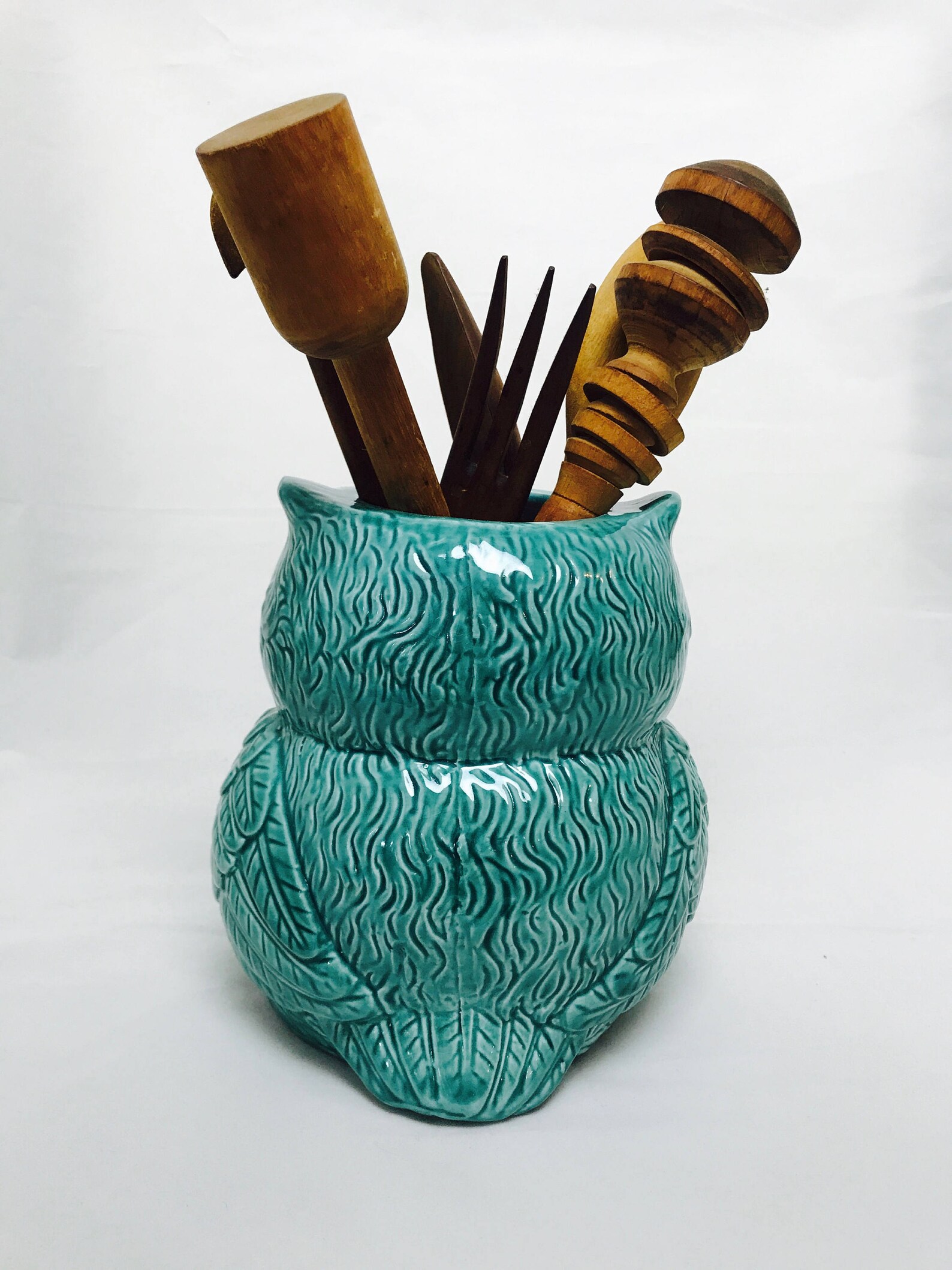 Utensil Holder Teal Large utensil crock holder Flower Vase Etsy