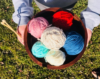 Large Wood Yarn Bowl, Gift for Knitters, Yarn Bowl, Protect Your Yarn, Sheesham Wood, shipped from my Charleston, SC studio