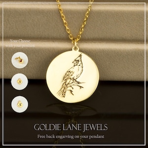 14k Solid Gold Bird Necklace – Flying Bird Pendant, Personalized Gold Disc Jewelry, Nature Inspired Gift for Women, Minimalist Pendant