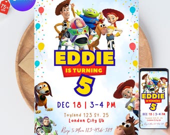 Toy Story Digital Invitation, Toy Story Birthday Party, Kids Digital invitation, Kids Birthday Party, Instant Download, Canva, Toy Story 5