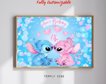 Kids Birthday Personalised Banner, Personalised Printable Backdrop, Wall decor, Printable Digital file, Free Birthday Invitation Card, Canva