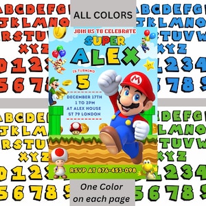 Super Mario Birthday Invitation | Editable Canva Template | Printable Digital Download | Mario Party Invite for Kids Boys Girls | Colorful image 2